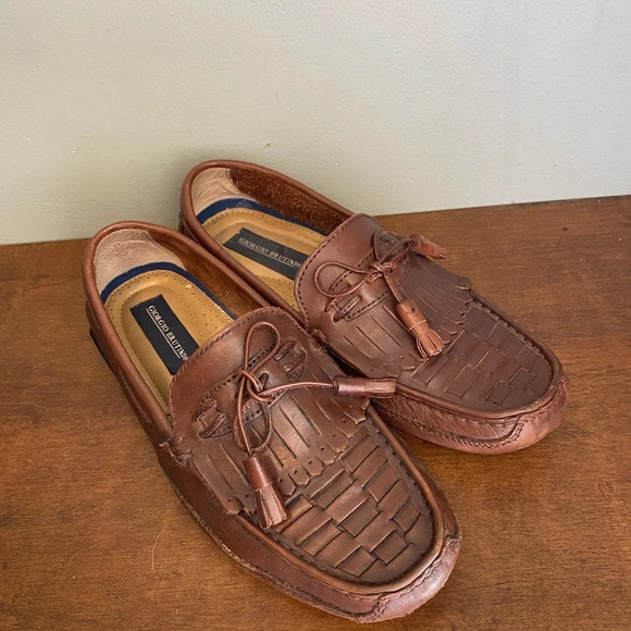 Giorgio Brutini Tassel Loafers Mens Shoes Size 8.5 Newark Brown Leather Shoes - Picture 4 of 8